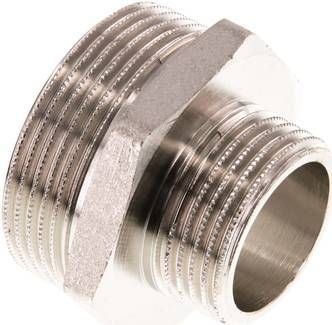 Doppelnippel G 1 1/2"-G 1", 16 bar Messing vernickelt