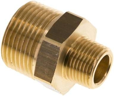 Doppelnippel R 3/4"-R 3/8", 16 bar Messing/Rotguss