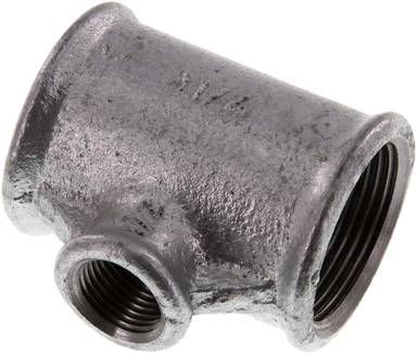 T-Stück Rp 1 1/4"-Rp 1/2"-Rp 1 1/4" (IG), 25 bar Temperguss verzinkt
