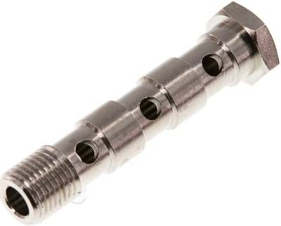 Hohlschraube, 3-fach G 1/4"-67mm, Messing vernickelt