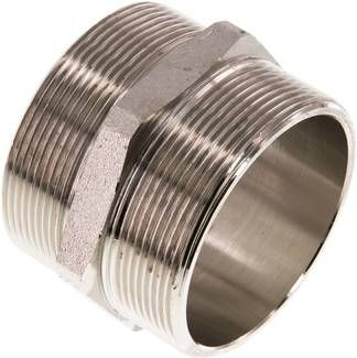 Doppelnippel G 2 1/2"-G 2 1/2", 16 bar Messing vernickelt