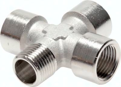 Kreuzstück G 3/8"(IG)-R 3/8"(AG), Messing vernickelt