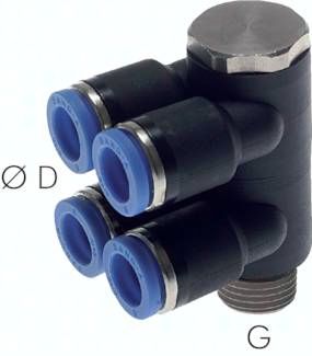 Steck-Mehrfachverteiler, 4-fach G 1/8"-8mm, IQS-Standard