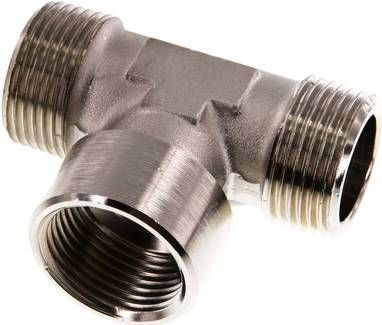 T-Stück R 1" (AG)-G 1" (IG), Messing vernickelt