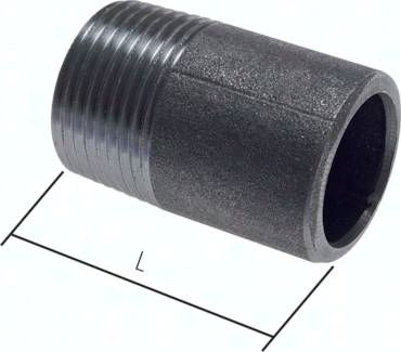 Anschweißnippel R 1/4"-40mm-13,5 (1/4"), 50 bar, ST 37, Stahl schwarz