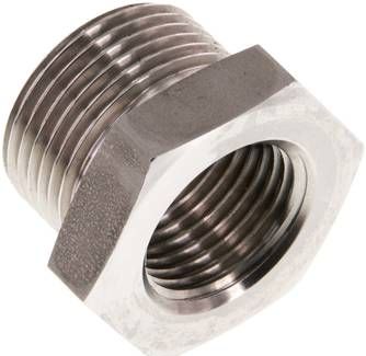 Reduziernippel G 3/4"(AG)-G 1/2"(IG), 40 bar 1.4571