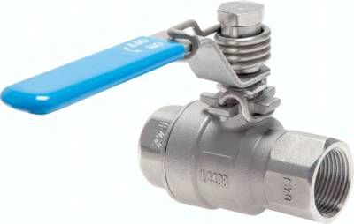 Edelstahl-Kugelhahn, Rp 3/8", PN 63, federschließend