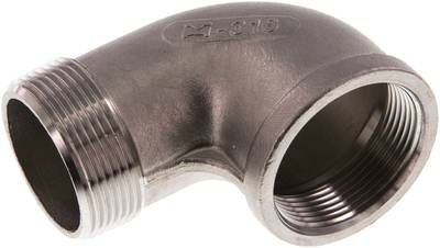 90°-Einschraubwinkel NPT 1 1/2"(IG)-NPT 1 1/2"(AG), 16 bar 1.4408