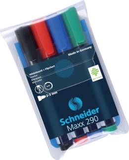 SCHNEIDER Flipchart und Whiteboardmarker, 4er Set