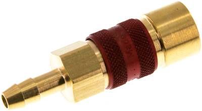 Kupplungsdose (NW5) 6mm Schlauch, rot, Achteck SW10