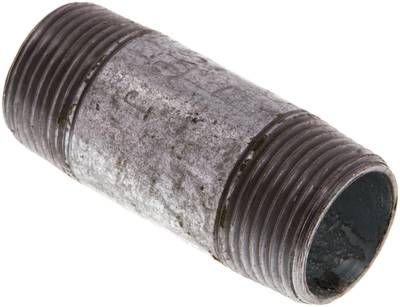 Rohrdoppelnippel R 3/4"-60mm, 50 bar, Stahlrohr ST 37 verzinkt