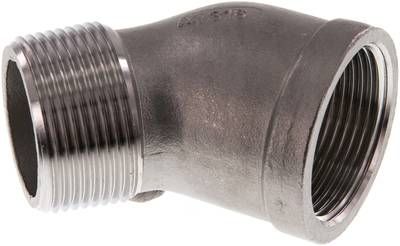 45°-Einschraubwinkel Rp 1 1/4"(IG)-R 1 1/4"(AG), 16 bar 1.4408