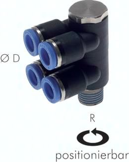 Steck-Mehrfachverteiler, 4-fach R 1/4"-10mm, IQS-Standard