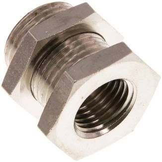 Schottverschraubung G 1/4"-G 3/8", 16 bar Messing vernickelt