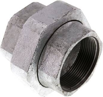 Verschraubung flach dichtend Rp 2" (IG),25 bar Temperguss verzinkt