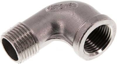 90°-Einschraubwinkel Rp 1/2"(IG)-R 1/2"(AG), 16 bar 1.4408