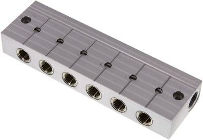 Verteilerleiste m. Kugel-hähnen 2 x G 3/8"-6 x G 1/4"