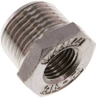 Reduziernippel R 1/2"(AG)-Rp 1/4"(IG), 16 bar 1.4408