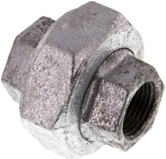 Verschraubung flach dichtend Rp 3/8" (IG),25 bar Temperguss verzinkt