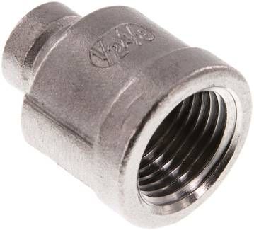 Rundmuffe Rp 1/2"-Rp 1/8", 16 bar 1.4408