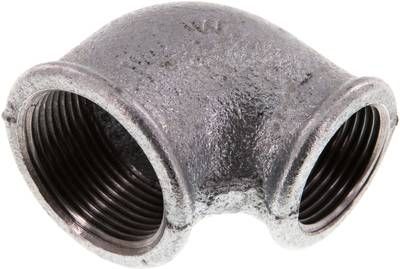 90°-Winkel Rp 1 1/4" / Rp 1" (IG), 25 bar Temperguss verzinkt