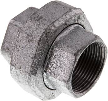 Verschraubung flach dichtend Rp 1 1/4" (IG),25 bar Temperguss verzinkt