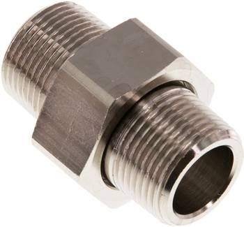 Doppelnippel trennbar R 3/4"-R 3/4", 16 bar Messing vernickelt