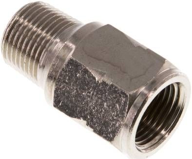 Mini-Rückschlagventil R/Rp 3/8" (AG/IG), Messing vernickelt