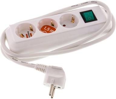 3-fach Steckdosenleiste (innen), weiß, Standard mit beleuchtetem Schalter