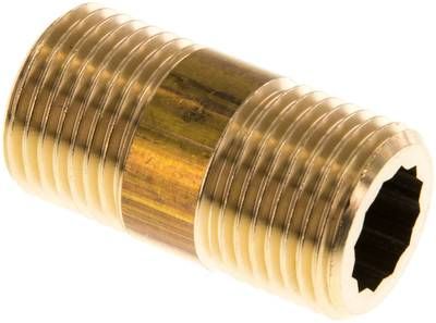 Rohrdoppelnippel G 1/2"-40mm, 16 bar Messing