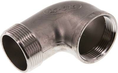 90°-Einschraubwinkel Rp 1 1/2"(IG)-R 1 1/2"(AG), 10 bar 1.4408