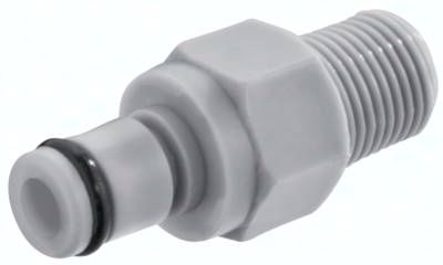 Kupplungsstecker (MC) mit Außengewinde, Polypropylen (grau)