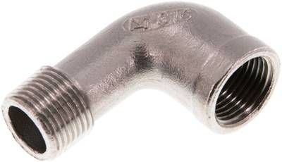 90°-Einschraubwinkel Rp 3/8"(IG)-R 3/8"(AG), 10 bar 1.4408