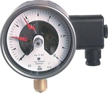 Kontaktmanometer (CrNi/Ms), senkr., 100mm, -1 bis 0,6 bar