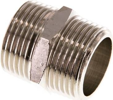 Doppelnippel R 1"-R 1", 16 bar Messing vernickelt