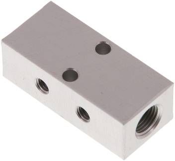 Verteilerleiste 2 x G 1/8"-2 x M 5, Aluminium eloxiert