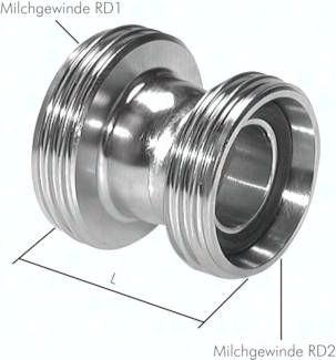 Doppelnippel (Milchgewinde) RD58 x 1/6"-RD52 x 1/6"
