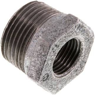 Reduziernippel R 1"(AG)-Rp 1/2"(IG), 25 bar Temperguss verzinkt