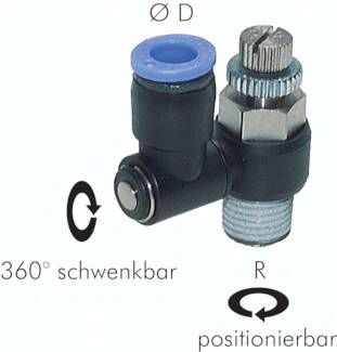 Drosselrückschlagventil R 1/2"-12mm, abluftregelnd