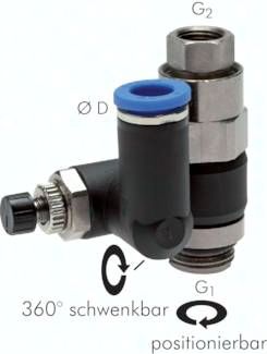 Drosselrückschlagventil G 1/4"-8mm, entsperrbares Rückschlagventil