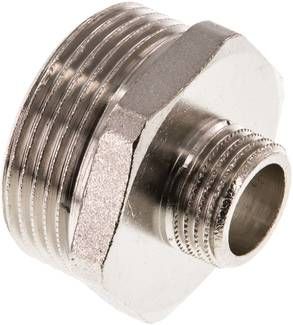 Doppelnippel G 1 1/4"-G 1/2", 16 bar Messing vernickelt