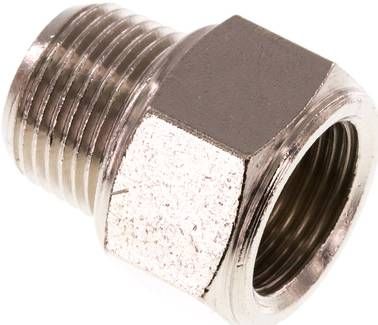 Reduziernippel R 3/8"(AG)-Rp 3/8"(IG), Messing vernickelt