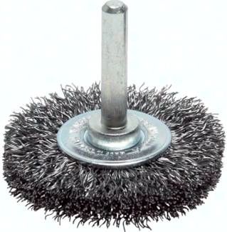 Rundbürste 30x6 mm, 6mm Schaft, Stahldraht 0,2 mm (gewellt)