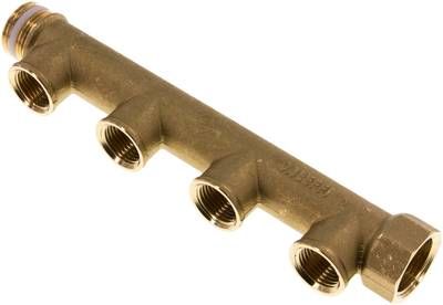 Verteilerrohr G 3/4"(IG/AG), 4 Abgänge G 1/2" (IG)