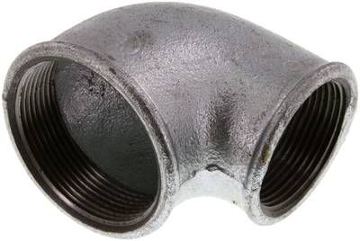 90°-Winkel Rp 2" / Rp 1 1/2" (IG), 25 bar Temperguss verzinkt