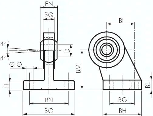 ISO 15552-90°-Laschenschwenk-befestigung 100 mm, Stahl / GGG