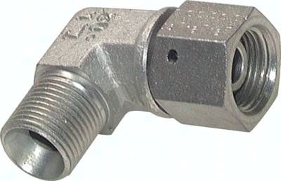 90°-Einschraubwinkel, 60°-Kegel, G 1/2", Stahl verzinkt