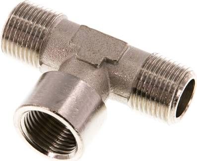 T-Stück R 3/8" (AG)-G 3/8" (IG), Messing vernickelt