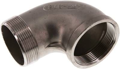 90°-Einschraubwinkel NPT 2"(IG)-NPT 2"(AG), 16 bar 1.4408