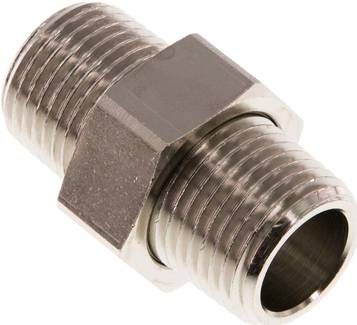 Doppelnippel trennbar R 1/2"-R 1/2", 16 bar Messing vernickelt